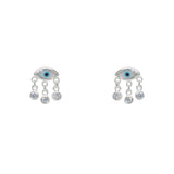 Boucles d’oreilles argent 925 oeil en nacre et zircons
