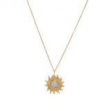 Collier doré pendentif soleil et pierre - PIERRE DE LUNE