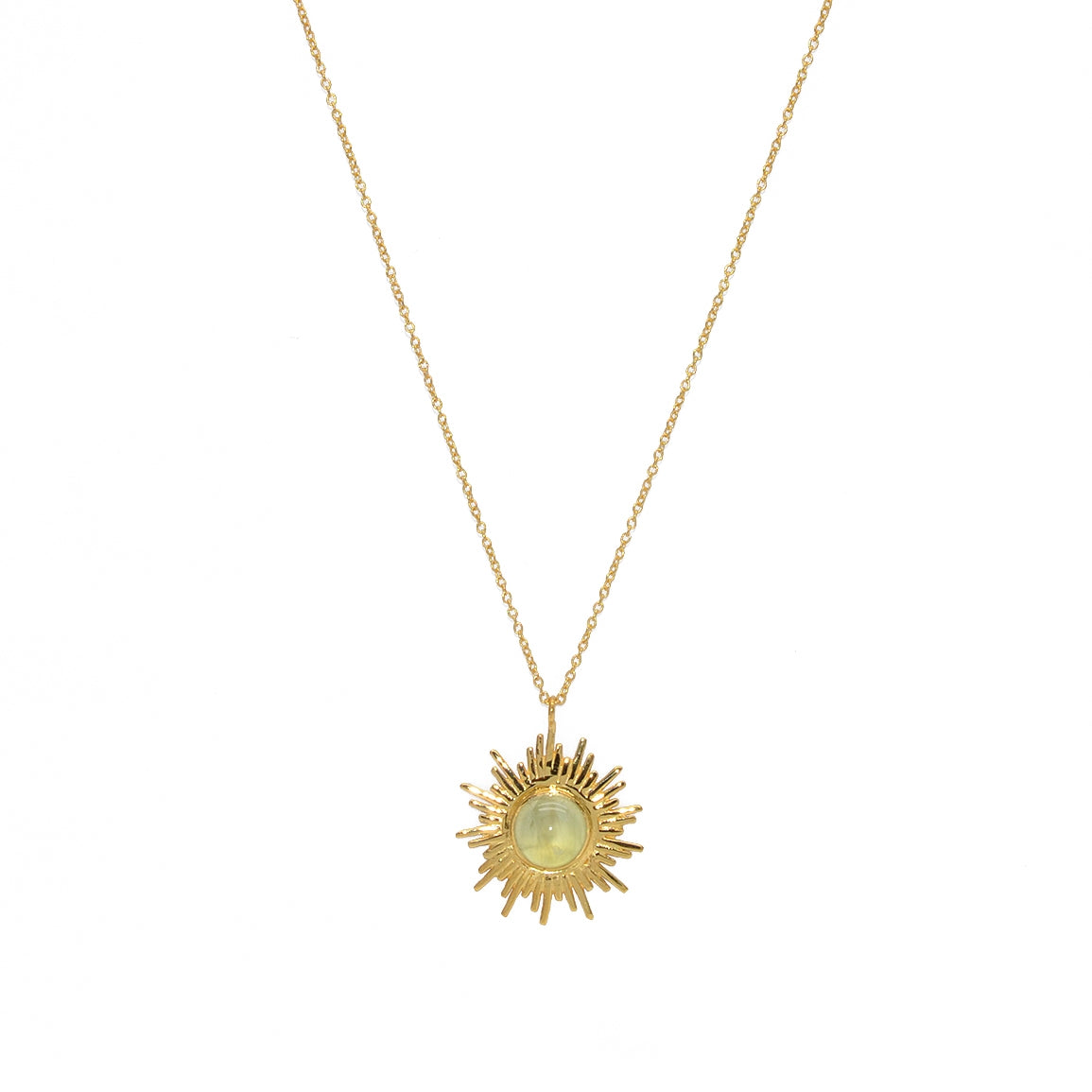 Collier doré pendentif soleil et pierre