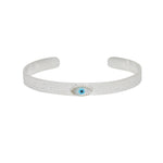 Jonc martelé argent 925 et oeil porte bonheur