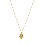 Collier doré pendentif main de fatma onyx noire - PREHNITE