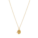 Collier doré pendentif main de fatma onyx noire - PREHNITE