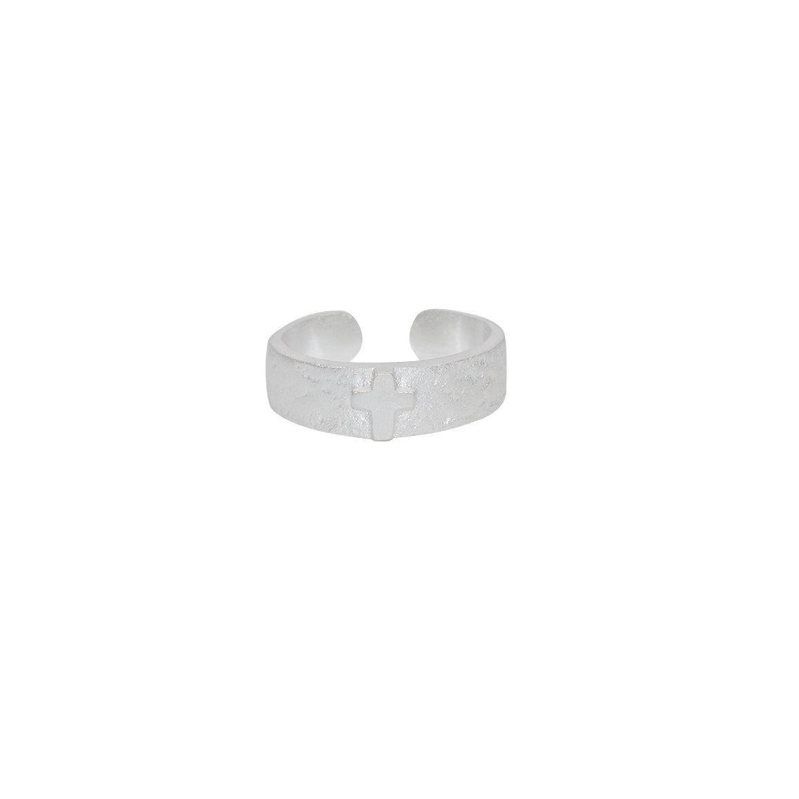 Bague martelée avec croix en argent 925 - Bagues