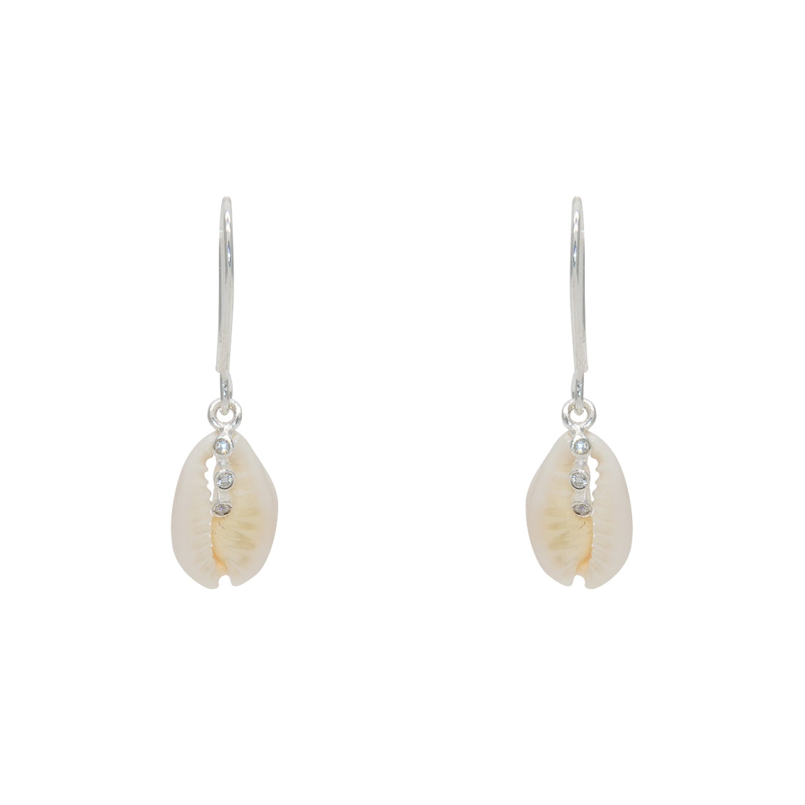 Boucles d’oreilles argent 925 cauri et zircons blancs