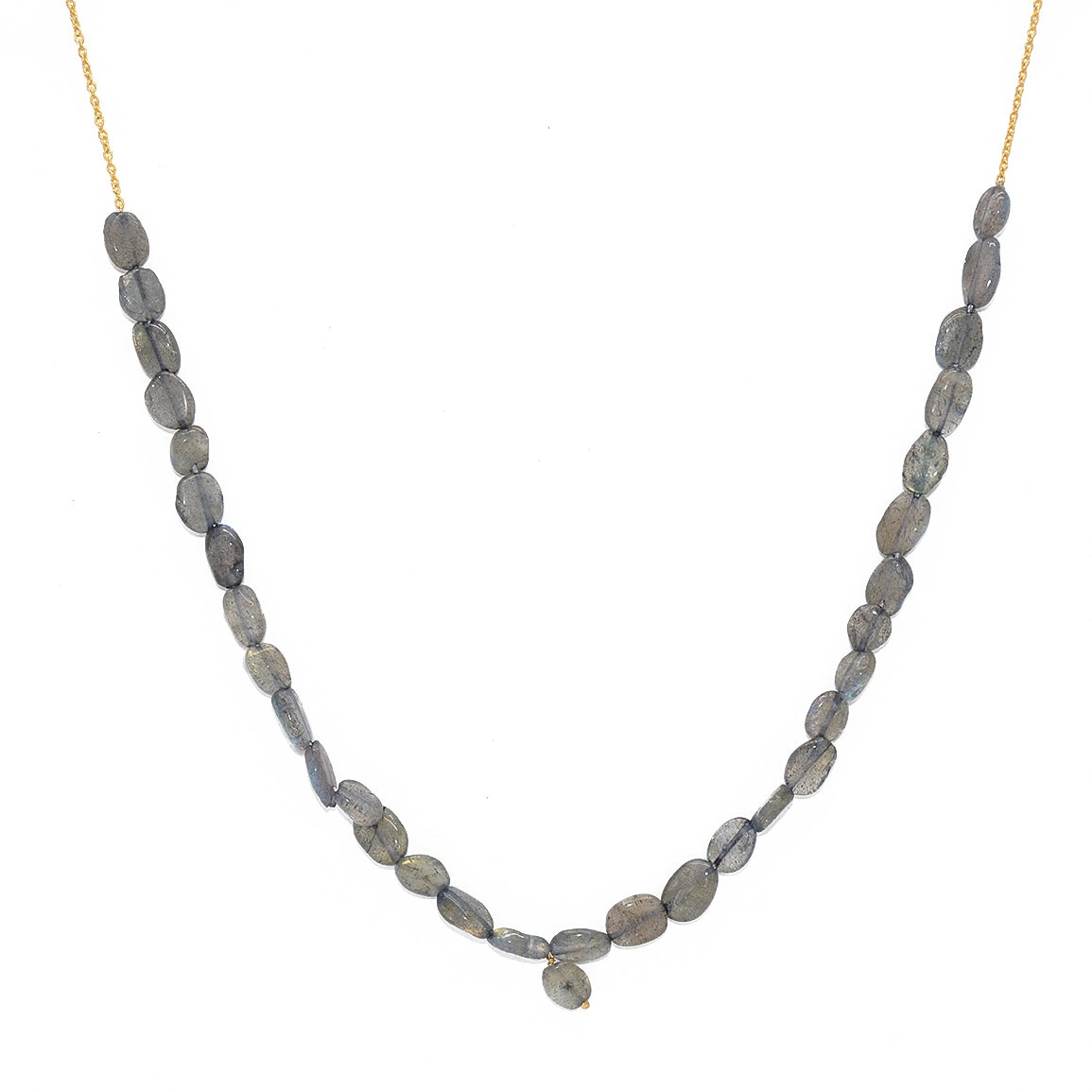 Sautoir doré et labradorite