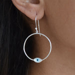 Boucles d’oreilles argent 925 et oeil porte bonheur
