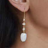 Boucles dorées pierre de lune et zircons