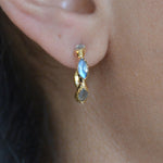 Créoles dorées et pierres naturelles - LABRADORITE - Boucles