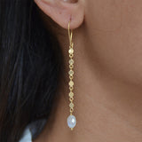 Boucles d’oreilles dorées pendante et pierre - PIERRE DE