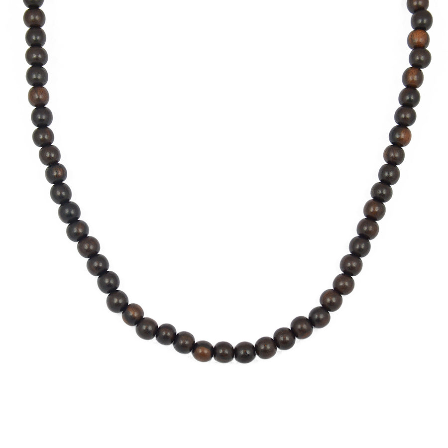 Collier perles en bois noir