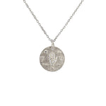Collier argent 925 médaille martelée et main