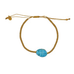 Bracelet tressé doré et scarabée - BLEU CLAIR