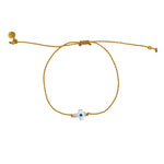 Bracelet tressé doré et croix avec oeil