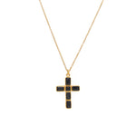 Collier doré pendentif croix et pierres - ONYX NOIRE