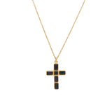 Collier doré pendentif croix et pierres - ONYX NOIRE