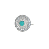 Bague ronde argent 925 martelée et pierre - 50 / TURQUOISE