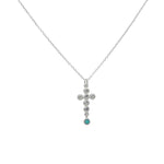 Collier argent 925 croix turquoise