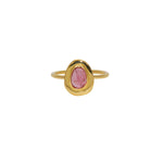 Bague dorée pierre irrégulière - 50 / TOURMALINE