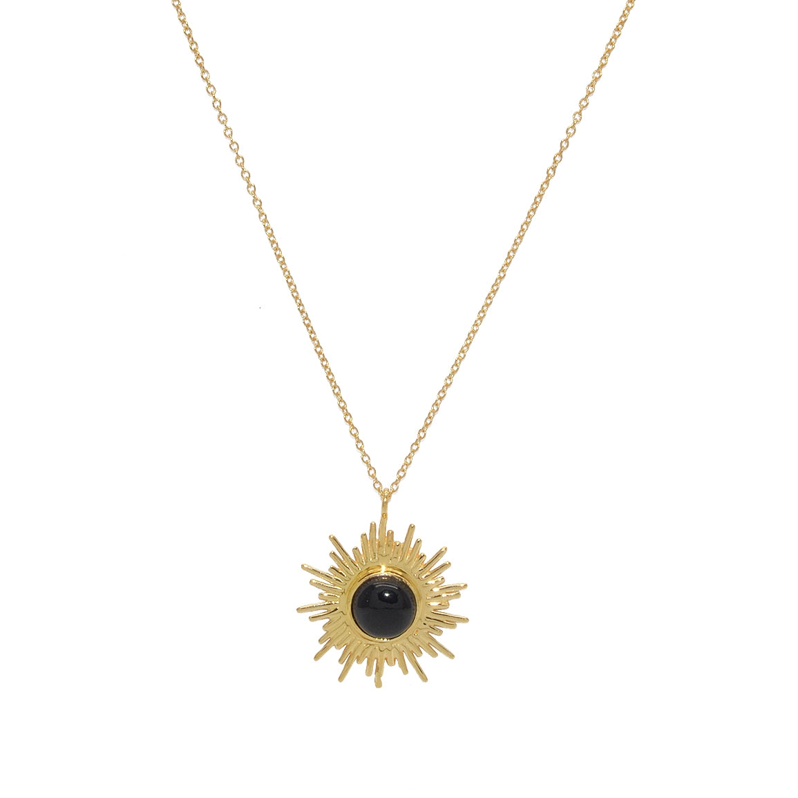 Collier doré pendentif soleil et pierre