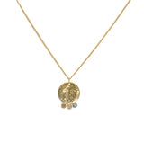 Collier doré médaille piece franc et labradorite