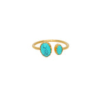Bague dorée ouverte 2 pierres - 50 / TURQUOISE