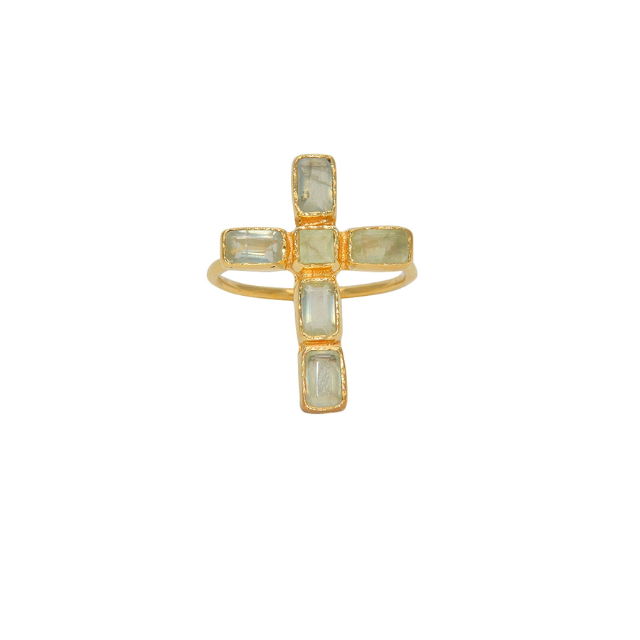 Bague croix dorée à l’or fin 18k - 50 / PREHNITE - Bagues