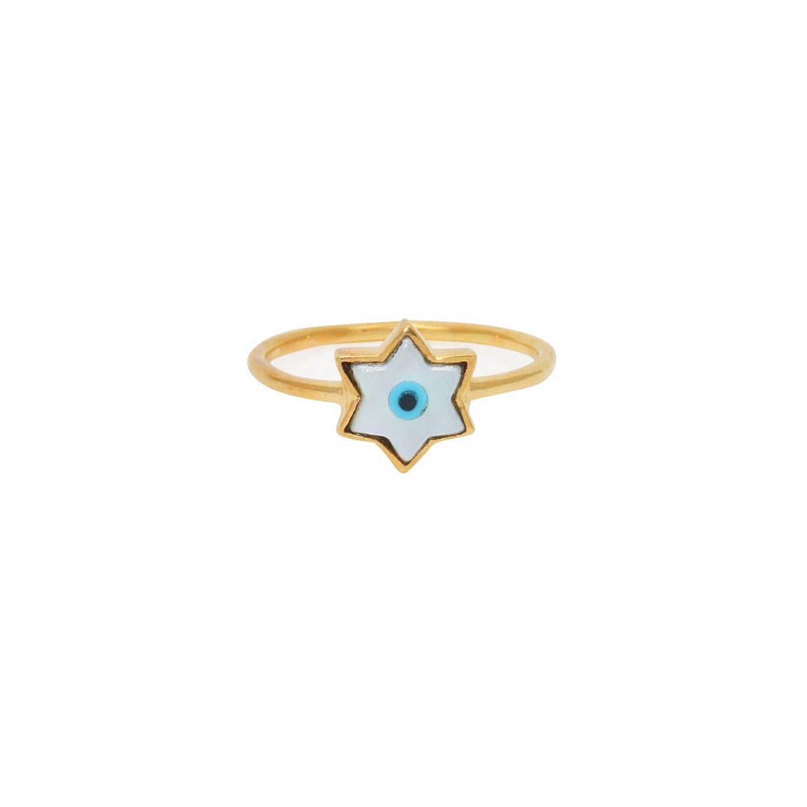 Bague oeil turc étoile de david dorée à l’or fin 18k -