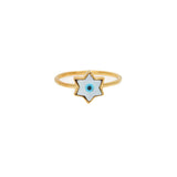 Bague oeil turc étoile de david dorée à l’or fin 18k -