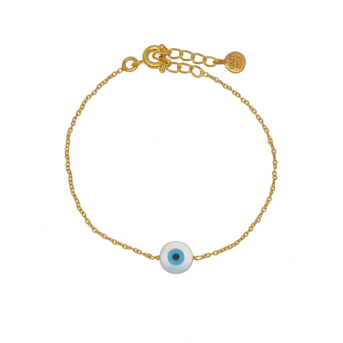 Bracelet doré oeil porte bonheur en nacre - ROND (L)