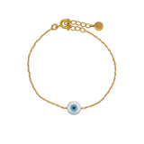 Bracelet doré oeil porte bonheur en nacre - ROND (L)