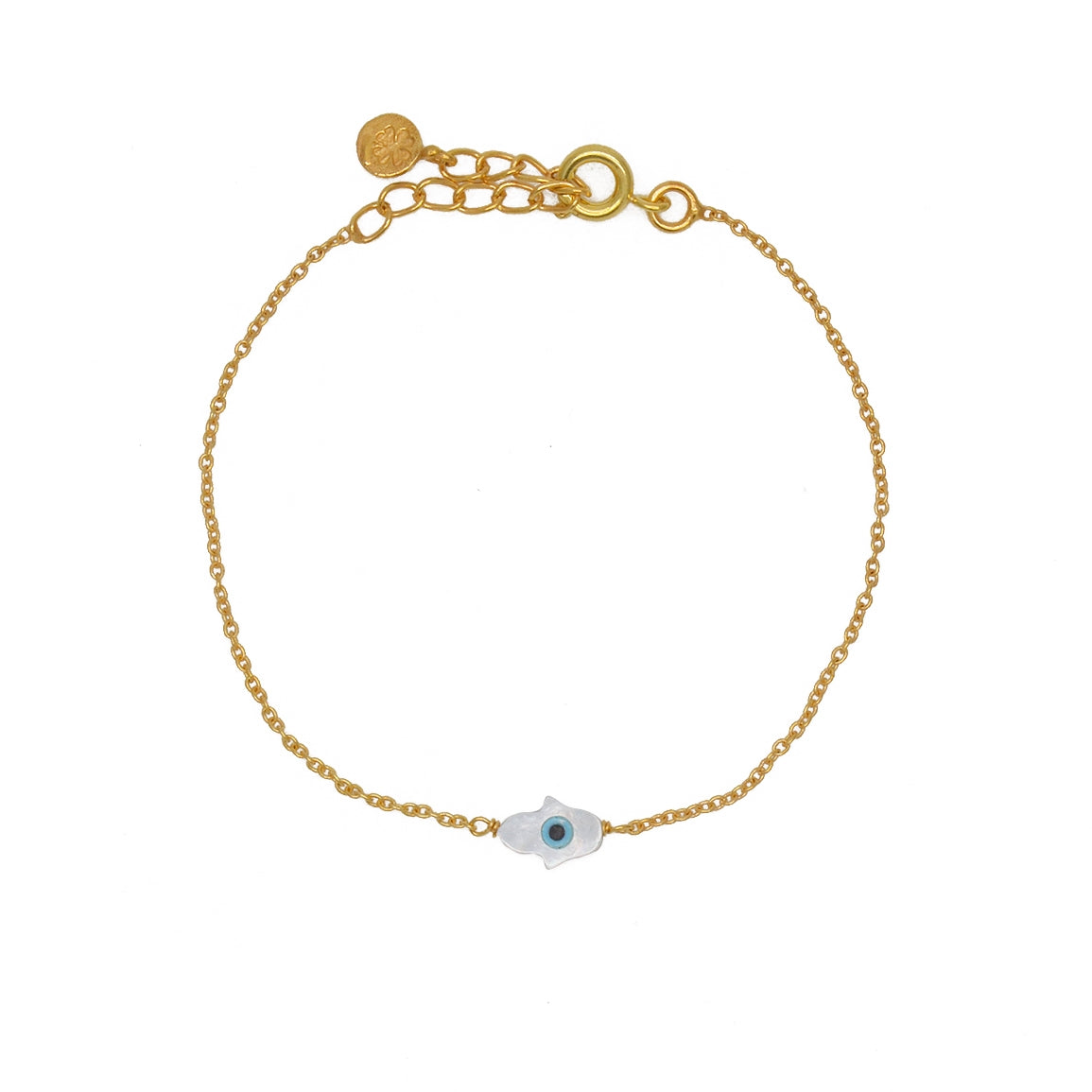 Bracelet doré oeil porte bonheur en nacre