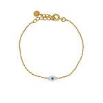 Bracelet doré oeil porte bonheur en nacre