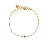 Bracelet doré oeil porte bonheur en nacre