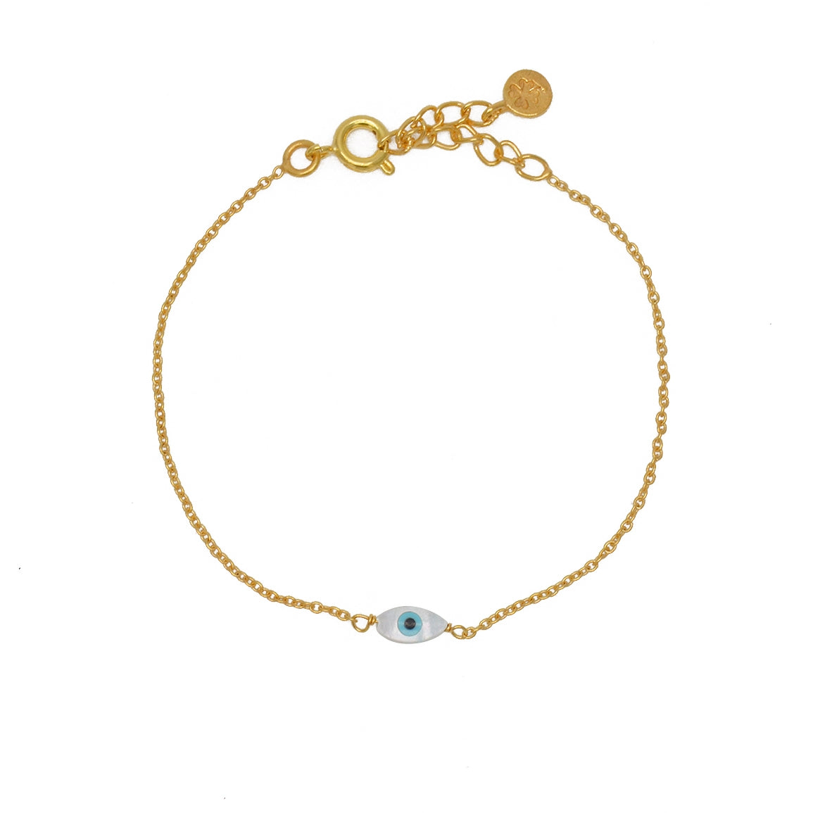 Bracelet doré oeil porte bonheur en nacre
