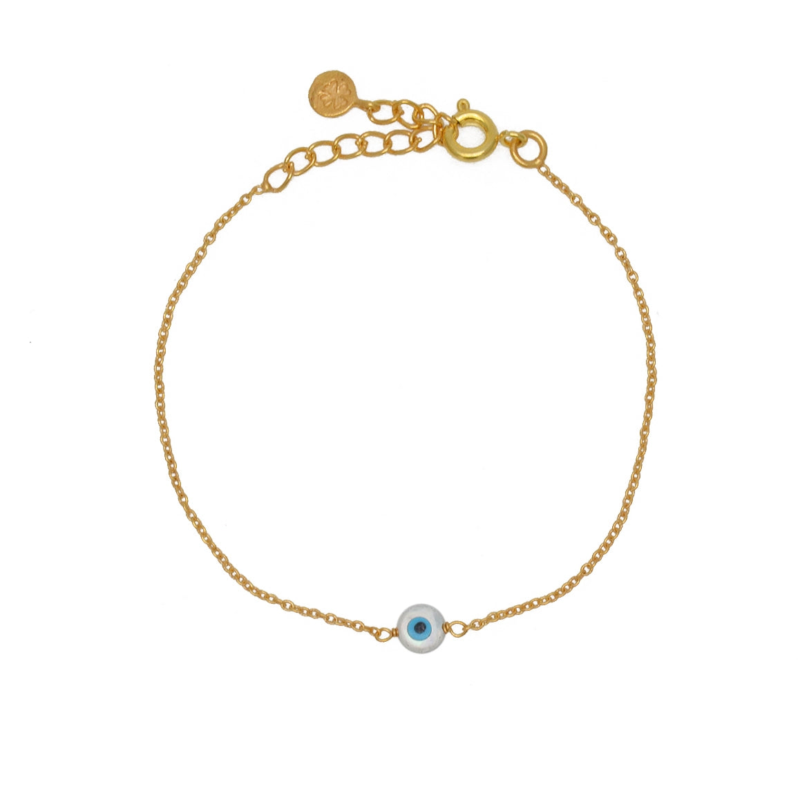 Bracelet doré oeil porte bonheur en nacre - ROND (S)