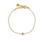 Bracelet doré oeil porte bonheur en nacre - ROND (S)