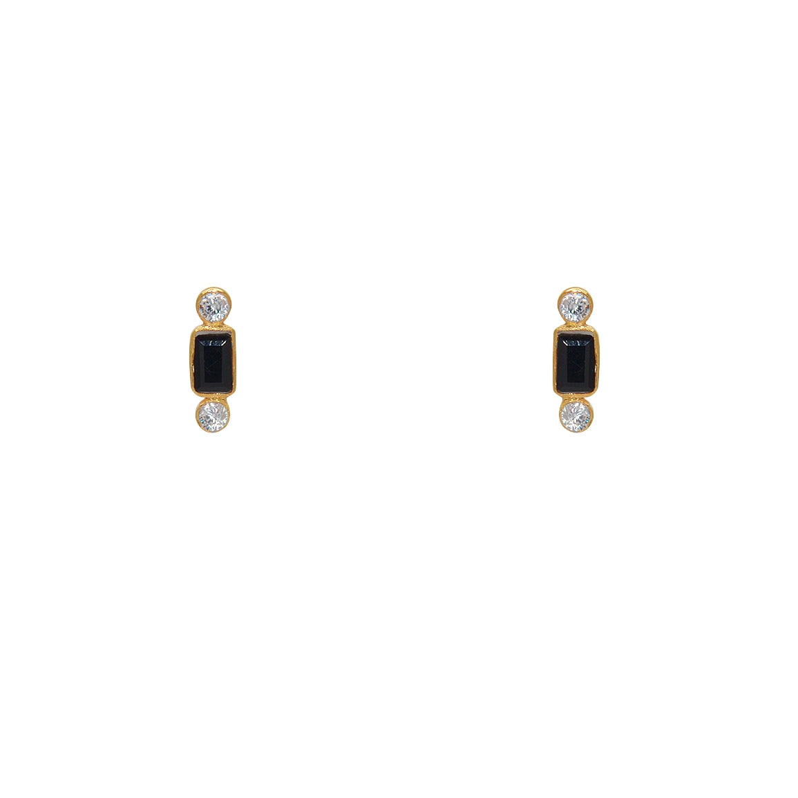 Boucles dorées onyx noire et zircons