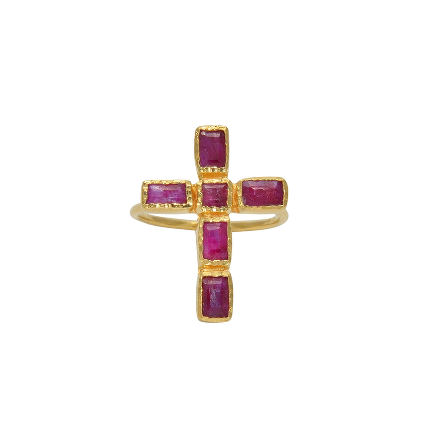 Bague croix dorée à l’or fin 18k - Bagues