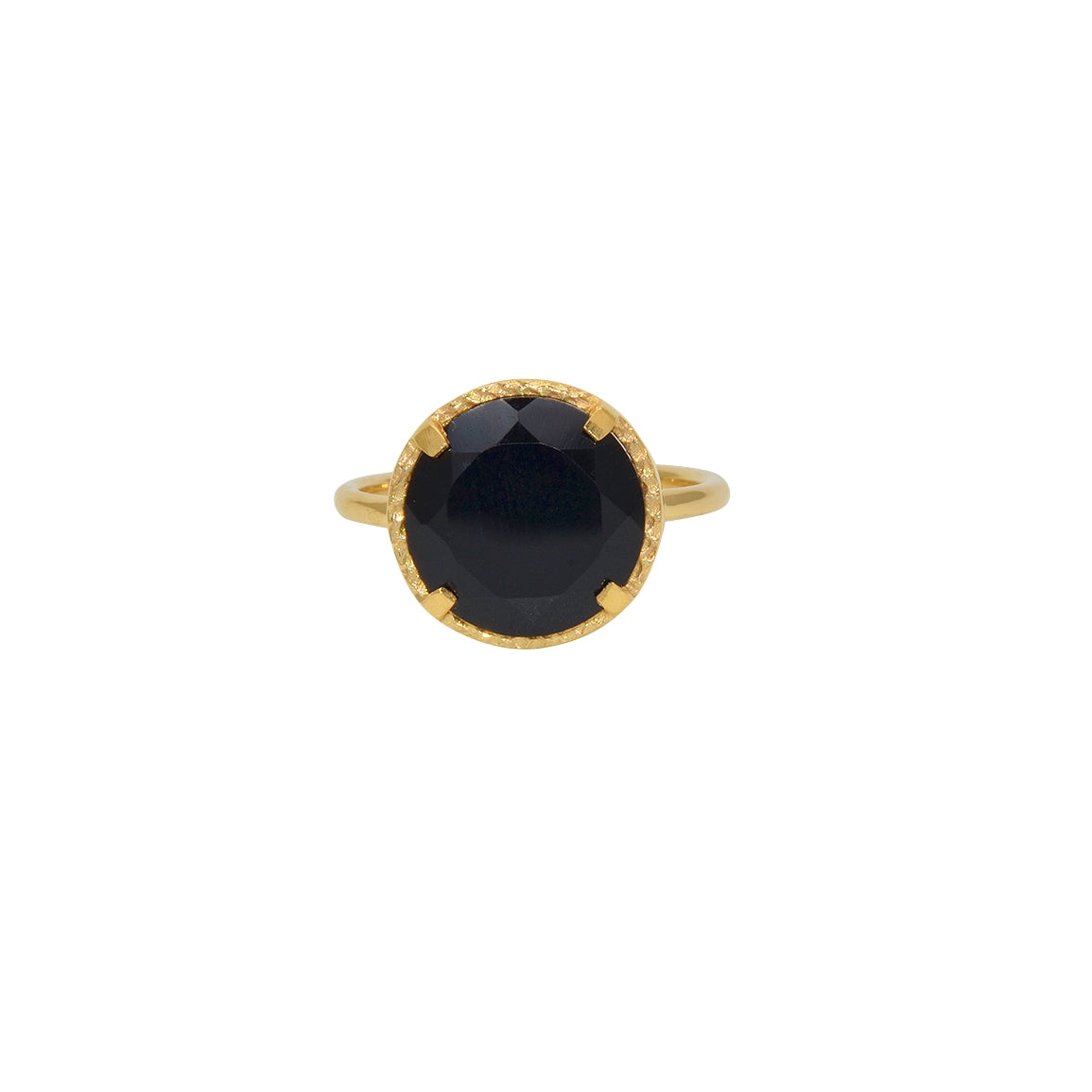 Bague dorée pierre ronde 4 griffes - 50 / ONYX NOIRE