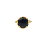 Bague dorée pierre ronde 4 griffes - 50 / ONYX NOIRE