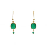 Boucles dorées pierre facettée - ONYX VERTE