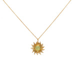 Collier doré pendentif soleil et pierre - PREHNITE