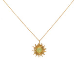 Collier doré pendentif soleil et pierre - PREHNITE