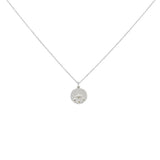 Collier argent 925 médaille martelée oeil zircons