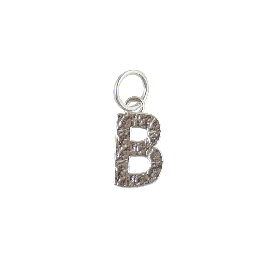 Collier argent 925 pendentif lettre martelée - B