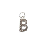 Collier argent 925 pendentif lettre martelée - B