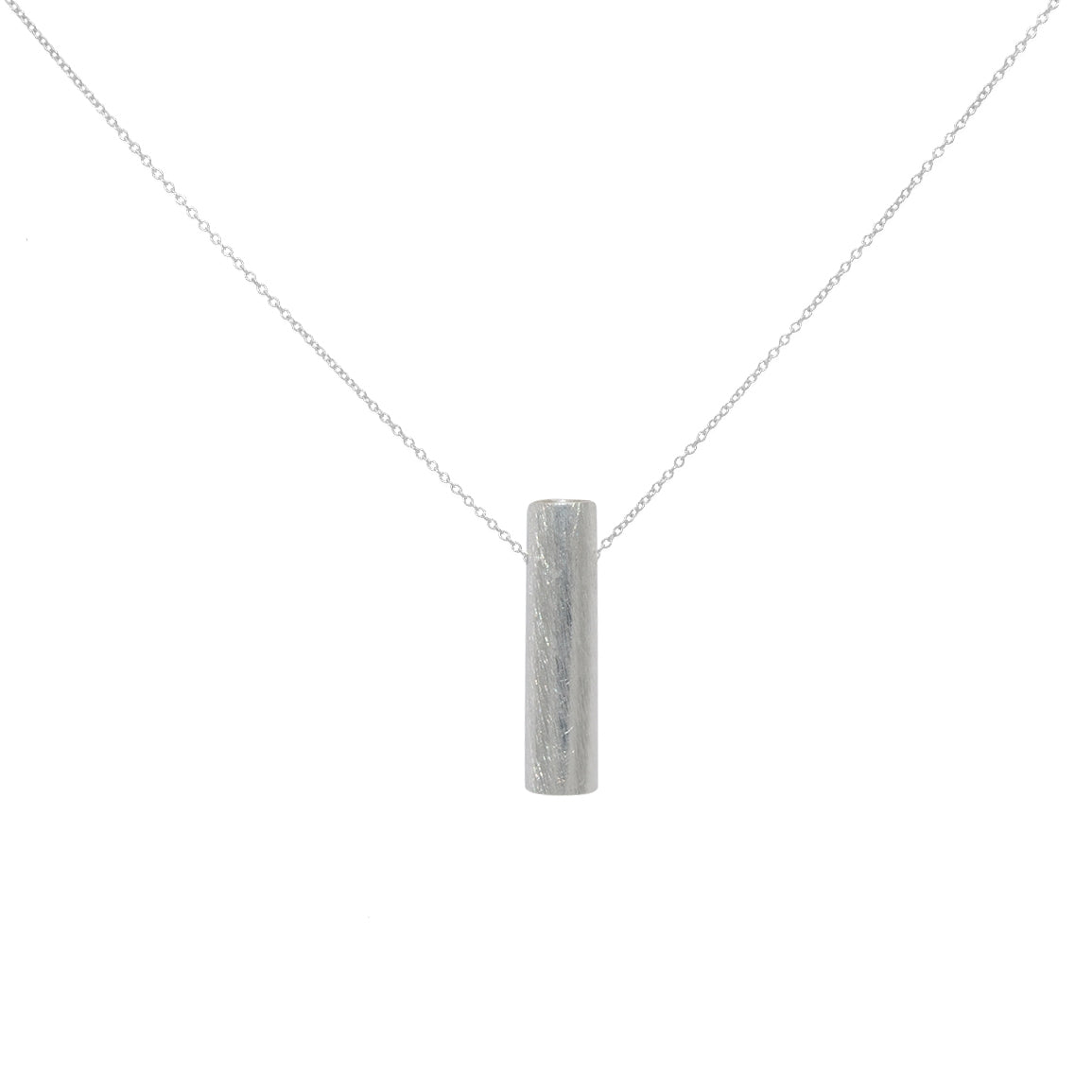 Sautoir argent 925 pendentif tube brossé