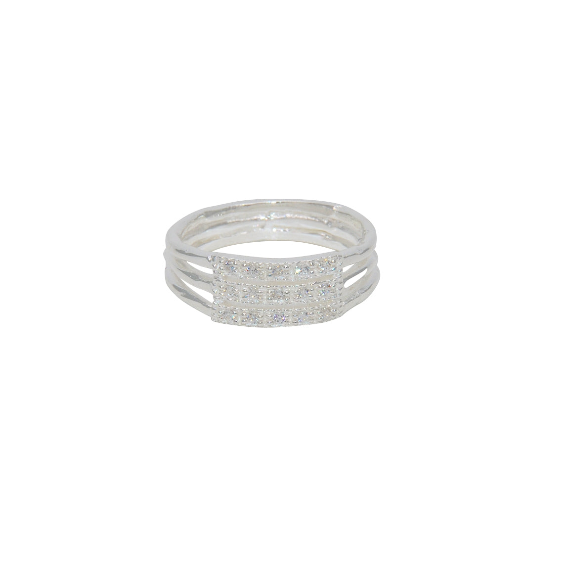 Bague argent 925 3 anneaux et zircons - Bagues