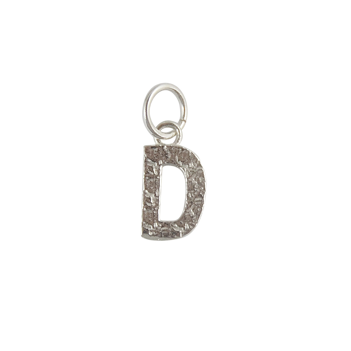 Collier argent 925 pendentif lettre martelée - D
