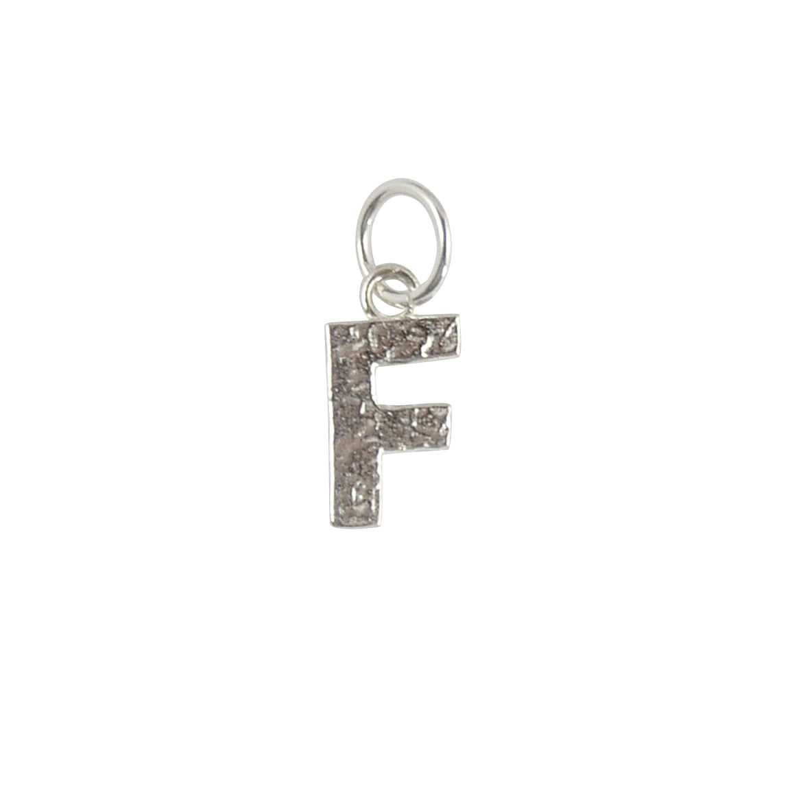 Collier argent 925 pendentif lettre martelée - F